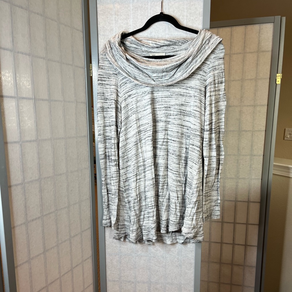 Anthropologie Saturday Sunday black/white heathered cowlneck sweater